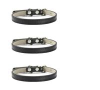 3 Pcs/Lot Soft Comfortable Solid Color PU Leather Adjustable Cat Collar Necklace For Pug Chihuahua Yorkshire Terrier,Black,XS