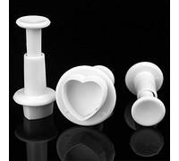 3 PCS Love Heart Cake Decorating Tool Fondant Sugar Craft Mould 3D Plunger Cutter Icing Plastic Biscuit Pastry Baking Tools Spring Cookie Embossing Die