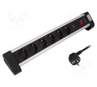 3 pcs : LPS215 - Plug socket strip: protective, Sockets: 6, 250VAC, 16A, 1.4m