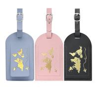 3 Pcs Luggage Tags,Leather Luggage Tags,Suitcase ID Labels Set,Personalised Travel Tag with Name Id Card Travel Accessories for Married Men Women Couples Wedding Travel Gift Tag Holder