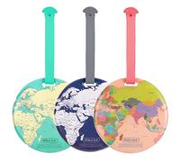 3 Pcs Luggage Tags World map Travel Luggage Suitcase Labels Luggage ID Tags for Quickly Spot Your Travel Luggage Suitcase Bag