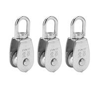 3 Pcs M25 Single Pulley Block, U Shaped, 150KG Single Bearing Capacity, 360 ° Rotation, 304 Stainless Steel Pulley Roller, for Lifting, Boat Deck, Towing, Fitness, Etc