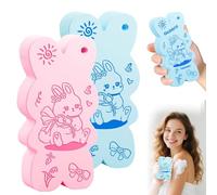 3 PCS Magic Exfoliating Bath Sponge, Magic Exfoliating Body Scrubber, Super Soft Exfoliating Bath Sponges for Shower Women Men Remover Dead Skin for Adults Children (Blue+Pink)