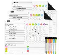 3 Pcs Magnetic Chores Chart for Kids with 6 Fine Tip Markers, Weekly Planner Whiteboard, Reward Charts Chore Chart Kids, Reusable Magnetic Reward Charts for Children Behaviour