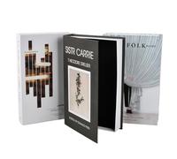 3 PCS Magnetic Decorative Fake Books, Fashion Fake Book Box, Stacked Hardcover Faux Books, Display Fake Books, Black White Decor Books with Storage Function, for Home/Coffee Table/Bookshelf/Office (D)