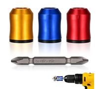 3 Pcs Magnetic Screw Ring, Removable Magnetic Screw Holder with 1 Double-Ended Screwdriver Bit 1/4" Universal Screwdriver Head Magnetic Ring for Hex Screwdriver and Power Bits
