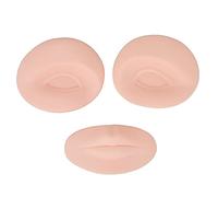 3 Pcs Makeup Practice Model Set,3D Eyebrow Eye Lip Soft Silicone Skin Reusable Tattoo Exercise Practice Face Model