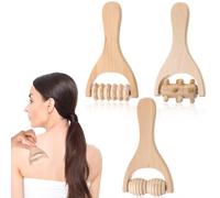 3 Pcs Manual Portable Wooden Massage Tool, Massage Tools for Deep Muscle Relaxation, Wood Therapy Massages Tools with Smooth Edges, Back Neck Shoulder Legs Massages Roller for Gym Studio Office Home
