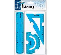 3 Pcs Math Set - Neon Math Shatterproof Flexible Rulers Protractor 20cm Ruler, Triangle Ruler and Protractor Ruler Bright Colours for School, Home and Office Stationery Supplies