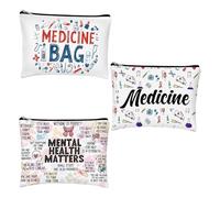 3 PCS Medication Bag, Travel Medicine Pouch Set, Portable Organizer for Pills and Health Essentials, Sturdy Zipper Closure for Daily Use