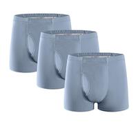 3 Pcs Men’s Incontinence Pants Incontinence Boxer Brief with Absorbent Pad 300 ML Urine Volume Cotton Washable Reusable Leakproof Incontinence Pants for Men Misty Blue Size 4XL