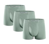 3 Pcs Men’s Incontinence Pants Incontinence Boxer Brief with Absorbent Pad 300 ML Urine Volume Cotton Washable Reusable Leakproof Incontinence Pants for Men Green Size S