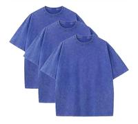 3 Pcs Men's Oversized Heavy Cotton Summer T-Shirts Vintage Tee Loose Fit Short Sleeve Casual Tshirts for Men Women, 3pcs Blue, XL