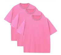 3 Pcs Men's Oversized Heavy Cotton Summer T-Shirts Vintage Tee Loose Fit Short Sleeve Casual Tshirts for Men Women, 3pcs Rose Red, XL