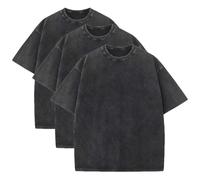 3 Pcs Men's Oversized Heavy Cotton Summer T-Shirts Vintage Tee Loose Fit Short Sleeve Casual Tshirts for Men Women, 3pcs Black, XL