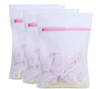 3 Pcs Mesh Laundry Wash Bag, Mesh Laundry Bag for Washing Machine, Delicates Wash Bag with Zips Reusable Washing Machine Wash Bag for Clothes, Socks, Underwear, Bra, 30x40cm