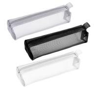 3 PCS Mesh Makeup Brush Bag, Portable Travel Cosmetic Pouches Multifunctional Clear Pencil Case Organizer Stationery Storage Bag, Small Makeup Pouch with Zipper for Makeups Brushes Multicolor