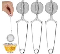 3 Pcs Mesh Snap Ball Tea Strainer with Handle for Loose Leaf Tea and Mulling Spices Stainless Steel Tea Infuser Tea Filter Fruit Squeeze