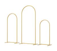 3 Pcs Metal Arch Backdrop Stand Set, Gold Square Tube Wedding Arch Frame 6ft 6.6ft 7.2ft, Balloon Archs Stand for Wedding Ceremony Photo Booth Birthday Party Baby Shower Decoration Golden