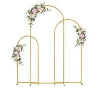 3 Pcs Metal Arch Stand, 6-7.2Ft Wedding Frame | wedding, square, balloon, ceremony, baby shower, birthday, garden, golden, 3 sizes Golden