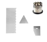 3 Pcs Metal Cake Scraper Set, Double Sided Cake Smoother, 3 Types Cake Icing Smoother and Pastry Tools, Cake Decorating Kit for Buttercream & Christmas Cakes