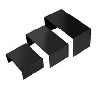 3 Pcs Metal Display Risers, Black Rectangular Tiered Display Stands, Metal Shelf Riser for Figures Toys Dessert Food Risers for Buffet Tabletop Decorations Collectibles Cupcake Stands(3 Sizes)