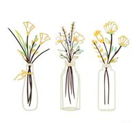 3 Pcs Metal Flowers Wall Decoration, Elegant 3 Pcs Metal Flower Wall Art Boho Minimalist Home Flower Wall Decors For Home Bedroom Kitchen Living Room