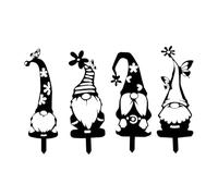 3 PCS Metal Garden Gnomes Outdoor for Outside, Yard Art, Patio, Ornaments, Funny Outdoor, Gnome Gardeners Women Cemetery Flowers Vase with Foam (Black, 31cm)