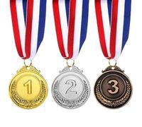 3 PCS Metal Gold Silver Bronze Winner Medals for Adults & Kids, 2 Inch 1st 2nd 3rd Place Prize Medals with Neck Ribbon for Sports, Games, Competitions, Party Favors, School Awards, Decoration