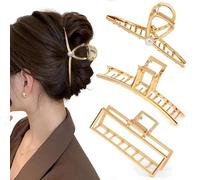 3 PCS Metal Large Hair Claw Clips for Thick Heavy Hair, Big Non-Slip Hairs Catch Barrette Jaw Clamp, Strong Hold Claw Barrettes, Fashion Hairs Styling Accessories for Women Girls(C)
