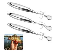 3 PCS Metal Silver Sea Fishing Lures, Treble Hooks Casting Spinners Metal Jigs, Featuring Bright Vibrations, Sea Fishing Lures for Mackerel, Bass, Cod & Pike