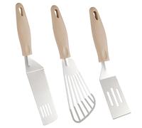 3 Pcs Metal Spatula for Cooking, Pancake Spatula Professional Fish Turner Frying Spatula Holder Small Serving Spatula for Fish Egg Meat Dumpling Frying, Khaki