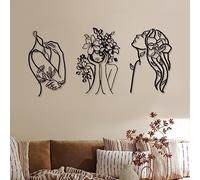 3 Pcs Metal Wall Art Decor Minimalist Abstract Woman Wall Art Metal Modern Line Drawing Decor Female Single Line Home Hanging for Bedroom Kitchen Bathroom Living Room(Stylish)