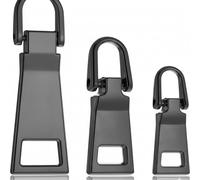 3 Pcs Metal Zipper Pull Replacement, 3 Sizes - Zipper Mend Fixer Repair Fasteners, for Backpacks Luggage Coats Jackets Handbags Pants Sewing Notions and Supplies (Black)