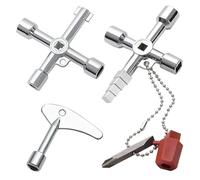 3 Pcs Meter Box Keys, 7 in 1 Radiator Key 4 Way Multifunction Utility Key Triangle Spanner Key Practical Tool Wrench for Water Electricity Gas Elevator Cupboard Cabinet Meter Valve Opening