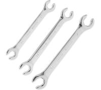 3 Pcs Metric Spanner Set Double End Open Ring Spanner Set Chrome Vanadium Steel Combination Spanner Sets Brake Line Spanner Wrench Sets Combination Wrench Metric 10mm - 17mm for Mechanics
