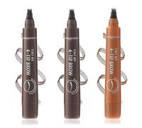 3 Pcs Microblading Eyebrow Pencils, Long-lasting Waterproof Eyebrow Pen and Smudgeproof Brow Pen, Instant Brow Hair Pen, Natural Makeup Long-Lasting Fine Stroke Magic Brow Pencil