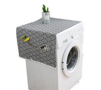 3 Pcs Microwave Oven, Refrigerator, Dustproof And Anti Roll Cover, White Marble Printed Washing Machine Towel For Home(Black)