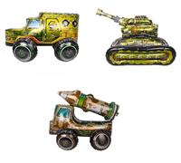 3 Pcs Military Theme Foil Balloon Set, Tank Vehicle, Military Vehicle, Missile Car, Self Standing 4D Balloon For Children Military Theme Birthday Party Decoration