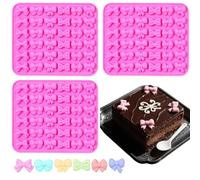 3 PCS Mini Bow Silicone Molds 6 Shapes Bowknot Chocolate Mould Cute Butterfly Tie Fondant Mold for Gummy Candy Cupcake Topper Cake Pops Cookie Pastry Decorating Kitchen Baking Tools Kit for