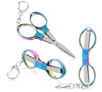 3 Pcs Mini Folding Scissors, Stainless Steel Portable Badge Scissors with Keychains Safety Foldable Small Travel Scissor for Home Office School Craft Sewing Nurse Accessories