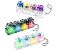 3 Pcs Mini Keyboard Fidget Toy,4 Buttons Keyboard Fidget Toy Light Up with Keychain,Portable Decompression Gift for Adults Office School