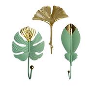 3 Pcs Mini Leaf Shaped Clothes Hook Wrought Iron for Door and Window