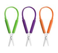 3 PCS Mini Loop Scissors, 13.5cm Colorful Kids Adaptive Cutting Scissors, Cute Self-Opening Safety Scissor for School Crafts Home Use