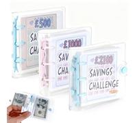 3 Pcs Mini Money Saving Wallet, £2100 £1000 & £500 Savings Challenge Binder Savings Book Cash Envelopes Budget for Planning School Home Office