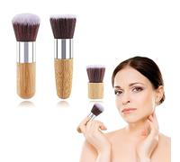 3 PCS Mini Travel Size Flat Top Face Foundation Brush Makeup Brush, with Synthetic Bristles & Bamboo Handle for Liquid,Cream, Flawless Powder Cosmetic Professional Makeup Application
