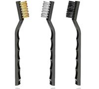 3 Pcs Mini Wire Brush Set - Stainless Steel, Brass & Nylon Bristles for Cleaning Rust, Welding Slag, Metal, Kitchen Sink & More - Small Wire Brushes for Precision Cleaning