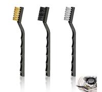 3 Pcs Mini Wire Brush Set - Stainless Steel + Brass + Nylon, Kitchen Cleaning Tools for Welding Slag, Stain and Rust