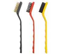 3 Pcs Mini Wire Brush Set - Stainless Steel + Brass + Nylon, Kitchen Cleaning Tools for Welding Slag, Stain and Rust