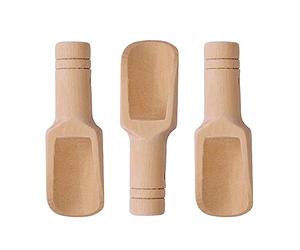 3 Pcs Mini Wooden Salt Spoon, Bath Scoop, 0.9 x 3.1 Inches, Candy Spoon, Natural Scoop for Kitchen, Bath Salts, Powder, Tea & More, Eco-Friendly, Easy to Clean